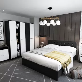 Set Mobila Dormitor Mario 3U 6 piese tapitat wenge imagine