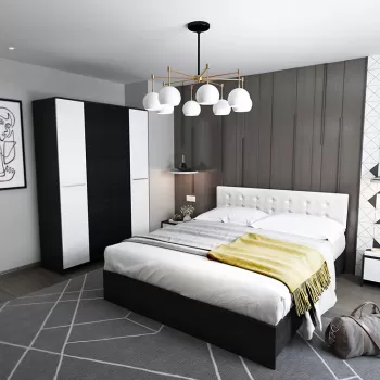 Set Mobila Dormitor Mario 4U 4 piese tapitat alb imagine