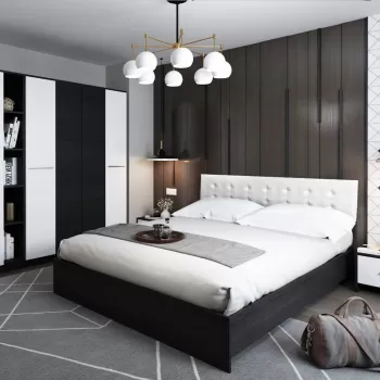 Set Mobila Dormitor Mario 4U 5 piese tapitat alb imagine