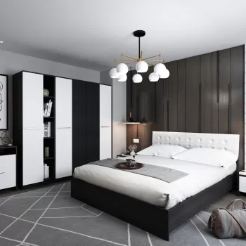 Set Mobila Dormitor Mario 4U 6 piese tapitat alb imagine