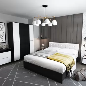 Set Mobila Dormitor Mario 4U tapitat alb imagine