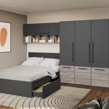 Set Mobila Dormitor Noce 3.05m cu pat incadrat imagine