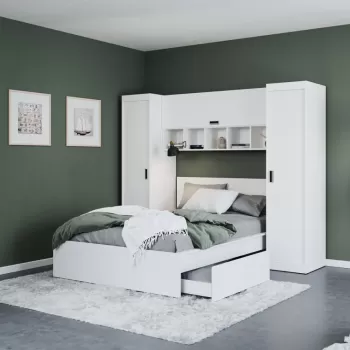 Set Mobila Dormitor Nordis 2.42m cu pat incadrat imagine