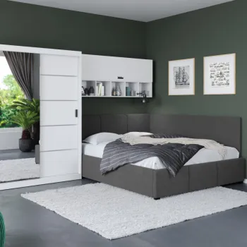 Set Mobila Dormitor Nordis 2.92m cu pat de colt fix imagine