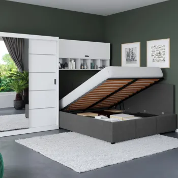 Set Mobila Dormitor Nordis 2.92m cu pat de colt rabatabil imagine