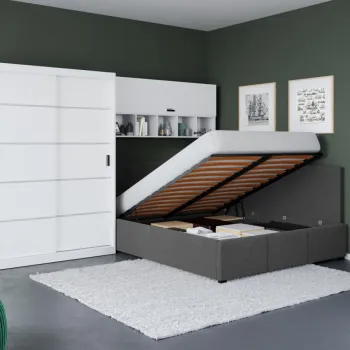 Set Mobila Dormitor Nordis 2.92m cu pat de colt rabatabil imagine