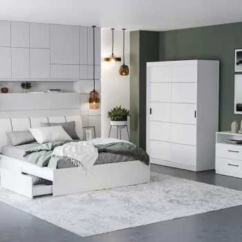 Set Mobila Dormitor Nordis Alb C05 tapitat imagine