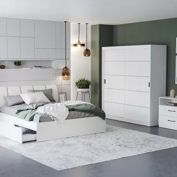 Set Mobila Dormitor Nordis Alb C13 tapitat imagine