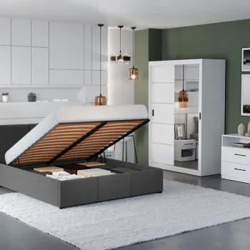 Set Mobila Dormitor Nordis Alb C32 tapitat / oglinda imagine