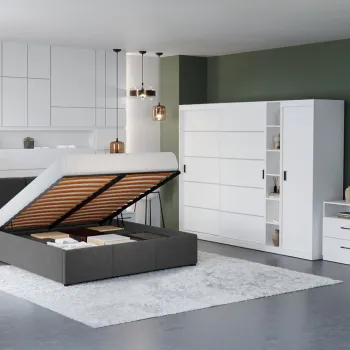 Set Mobila Dormitor Nordis Alb C36 tapitat imagine