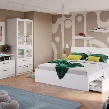 Set Mobila Dormitor Snow C08 cu oglinda imagine