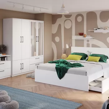 Set Mobila Dormitor Snow C15 cu oglinda imagine