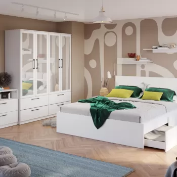 Set Mobila Dormitor Snow C17 cu oglinda imagine