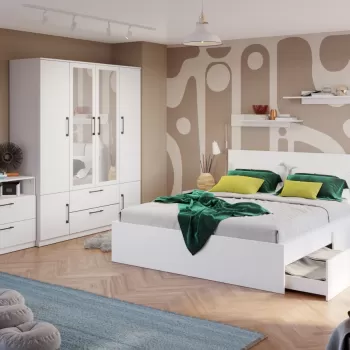 Set Mobila Dormitor Snow C19 cu oglinda imagine