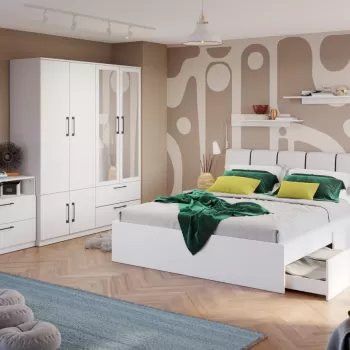 Set Mobila Dormitor Snow C27 tapitat / oglinda imagine