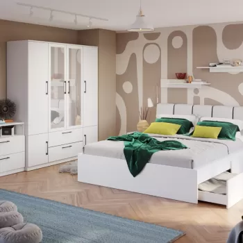 Set Mobila Dormitor Snow C30 tapitat / oglinda imagine