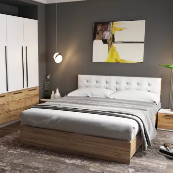 Set Mobila Dormitor Timea 4 piese Tapitat Alb imagine