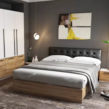 Set Mobila Dormitor Timea 4 piese Tapitat Wenge imagine