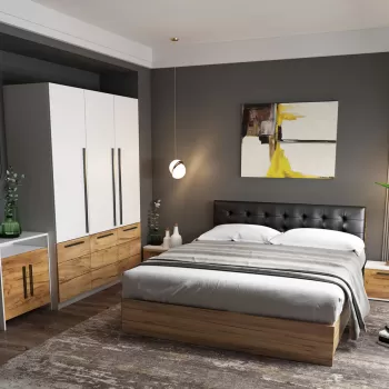 Set Mobila Dormitor Timea 5 piese Tapitat Wenge imagine