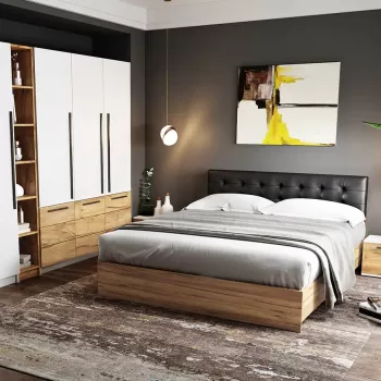 Set Mobila Dormitor Timea 6 piese Tapitat Wenge imagine