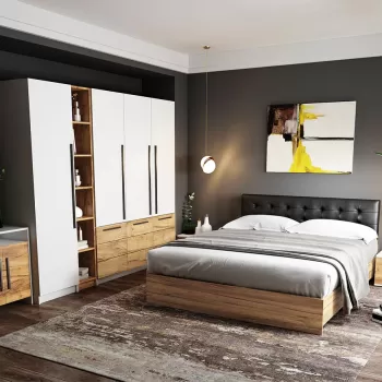 Set Mobila Dormitor Timea 7 piese Tapitat Wenge imagine