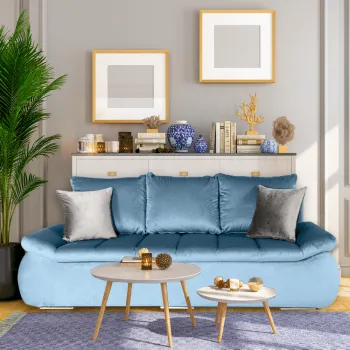 Canapea extensibila cu lada de depozitare Zima, Baby Blue imagine