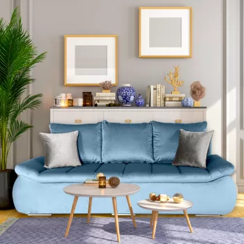 Canapea extensibila cu lada de depozitare Zima, Baby Blue imagine