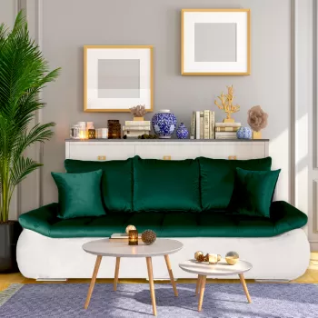 Canapea extensibila cu lada de depozitare Zima, Verde Smarald imagine