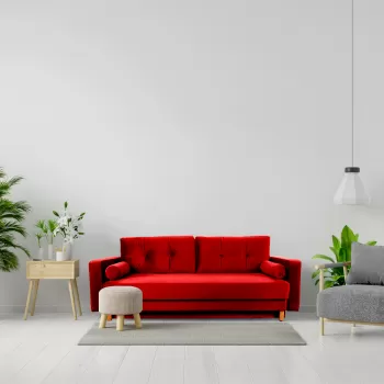 Canapea extensibila, lada de depozitare, eleganta, Santiago, Rosu imagine