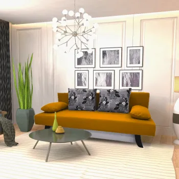 Canapea extensibila, lada de depozitare, Haga, Mustar imagine