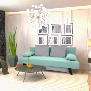 Canapea extensibila, lada de depozitare, Haga, Verde Menta imagine