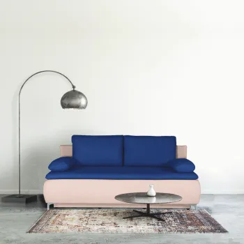 Canapea extensibila, lada de depozitare, topper 7 cm, Loren, Albastru Marin imagine