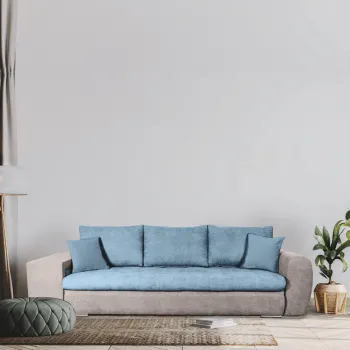 Canapea modulara, extensibila, lada de depozitare Venezia, Baby Blue imagine