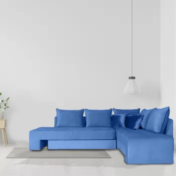 Coltar extensibil, cu lada de depozitare, Helios, Albastru imagine