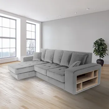 Coltar extensibil, cu raft si lada de depozitare, Atlas, Gri imagine