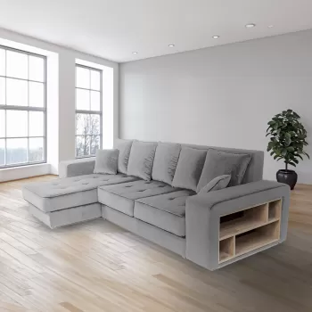 Coltar extensibil, cu raft si lada de depozitare, Atlas, Gri imagine