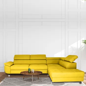 Coltar modular, extensibil, cu tetiere reglabile, Arlo, Galben imagine