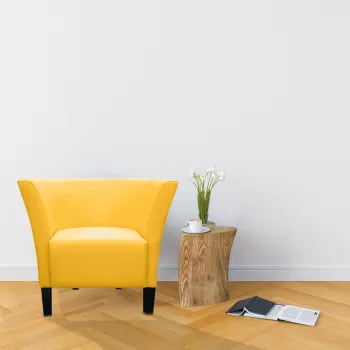 Fotoliu fix, tapitat, cu picioare din lemn, tip scoica, Jimmy imagine