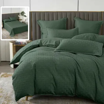 Lenjerie de pat natur uni stripe 6 piese cu cearsaf (antracit) imagine