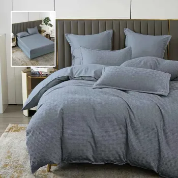 Lenjerie de pat natur uni stripe 6 piese cu husa (antracit) imagine