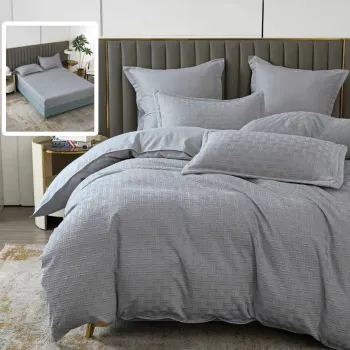 Lenjerie de pat natur uni stripe 6 piese cu husa (gri) imagine