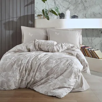 Lenjerie de pat ranforce clasy king size (natur v2) imagine