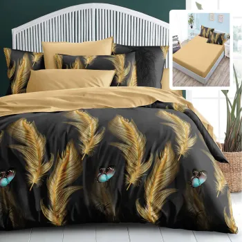 Lenjerie finet 6 piese cu husa - 160x200 si 180x200 (hf6p217) imagine