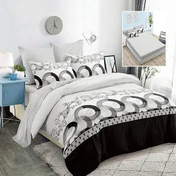 Lenjerie finet 6 piese cu husa - 160x200 si 180x200 (hf6p227) imagine