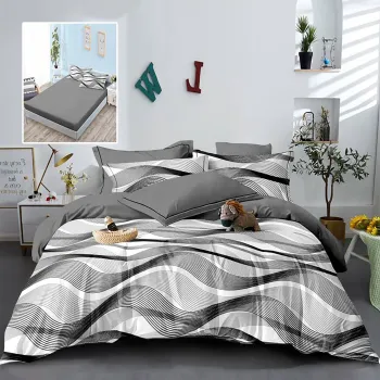 Lenjerie finet 6 piese cu husa - 160x200 si 180x200 (hf6p237) imagine