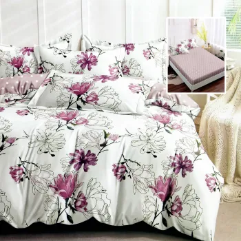 Lenjerie finet 6 piese cu husa - 160x200 si 180x200 (hf6p296) imagine