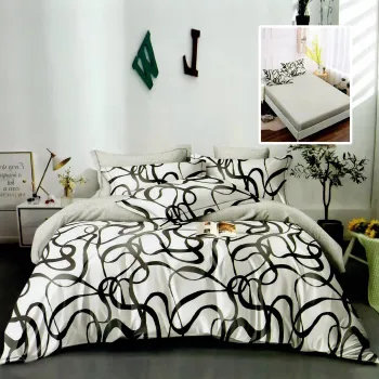 Lenjerie finet 6 piese cu husa - 160x200 si 180x200 (hf6p301) imagine