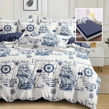 Lenjerie finet 6 piese cu husa - 160x200 si 180x200 (hf6p316) imagine