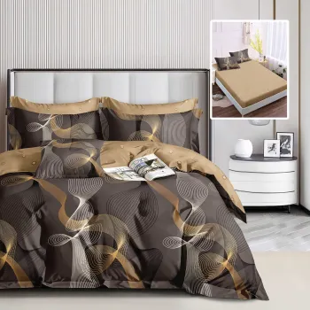 Lenjerie finet 6 piese cu husa - 160x200 si 180x200 (hf6p318) imagine