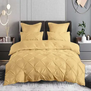 Lenjerie pat finet uni 6 piese (galben) imagine